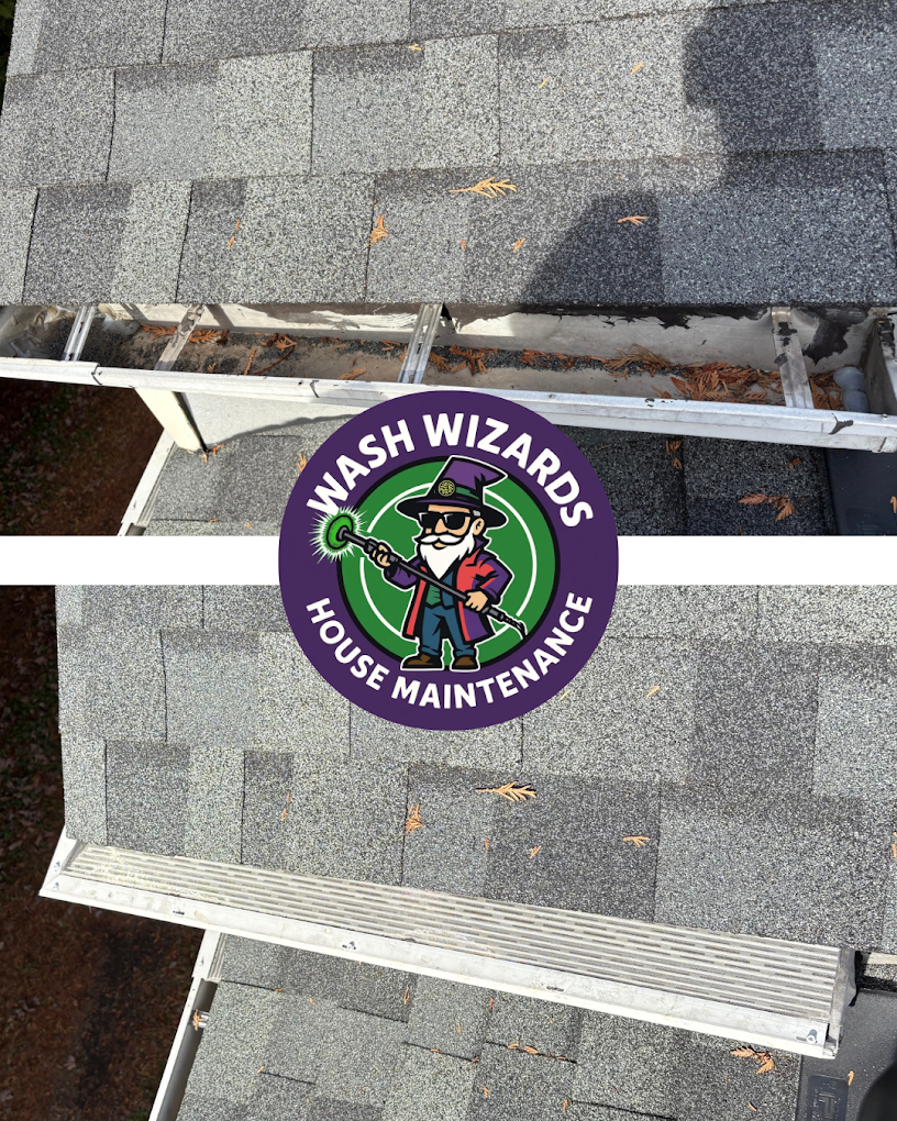 Gutter guards cleaned before and after